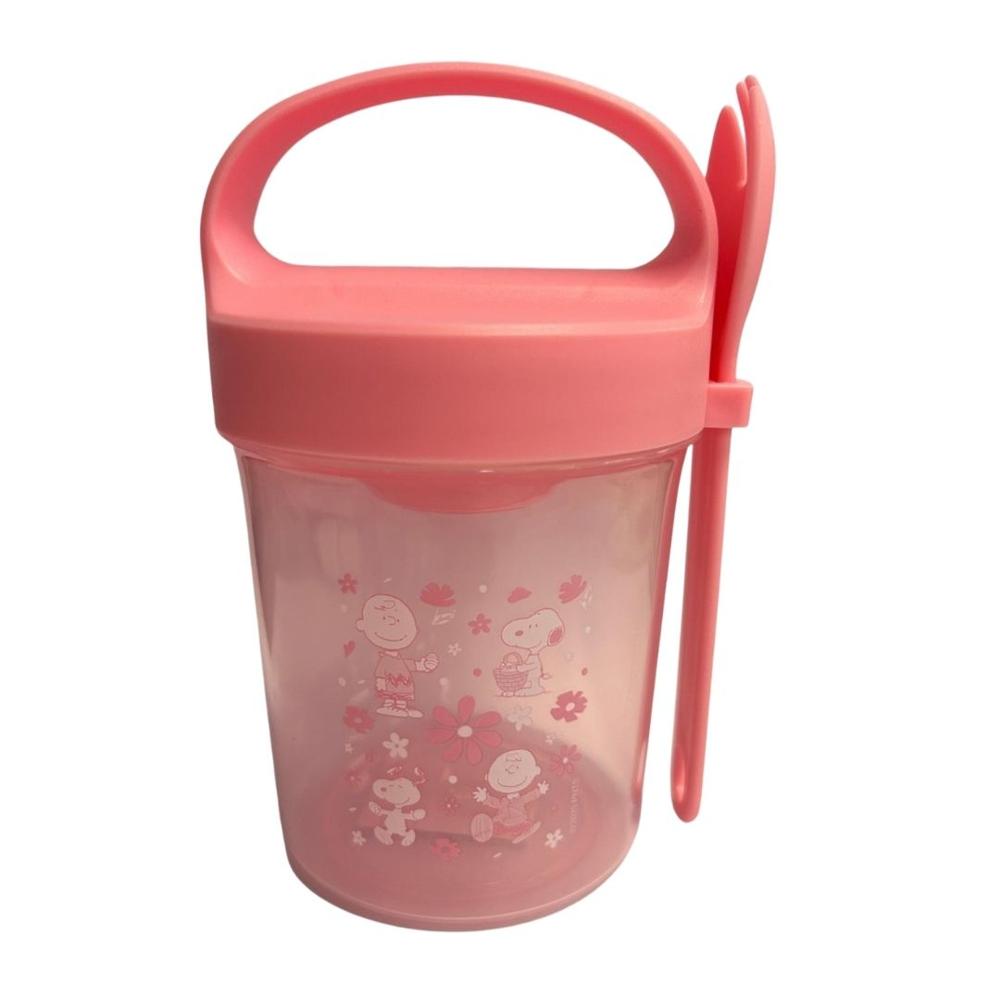 Taper con Cuchara Snoopy Rosado 560 ML