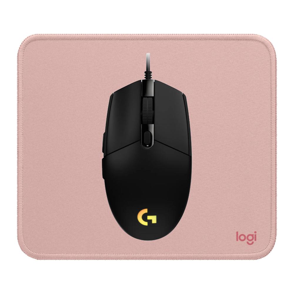KIT LOGITECH MOUSE G203 NEGRO Y PAD MOUSE 200X230 ROSADO
