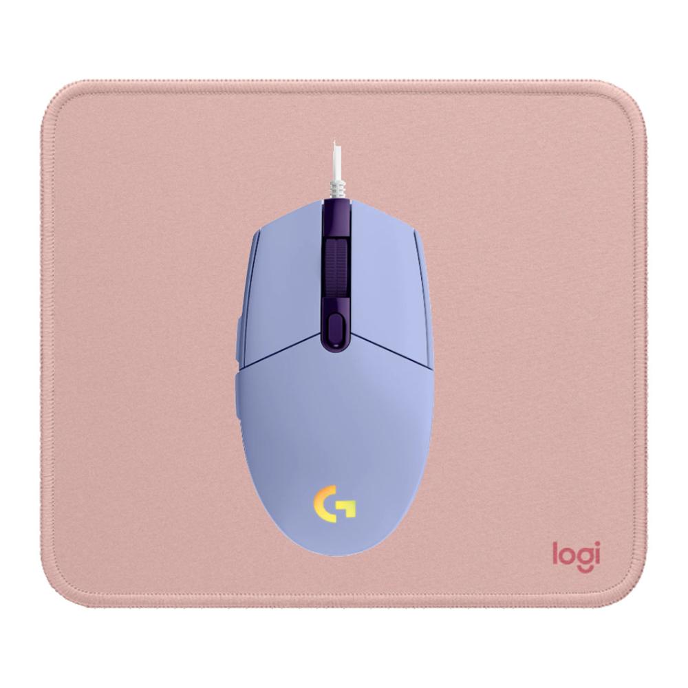 KIT LOGITECH MOUSE G203 LILA Y PAD MOUSE 200X230 ROSADO
