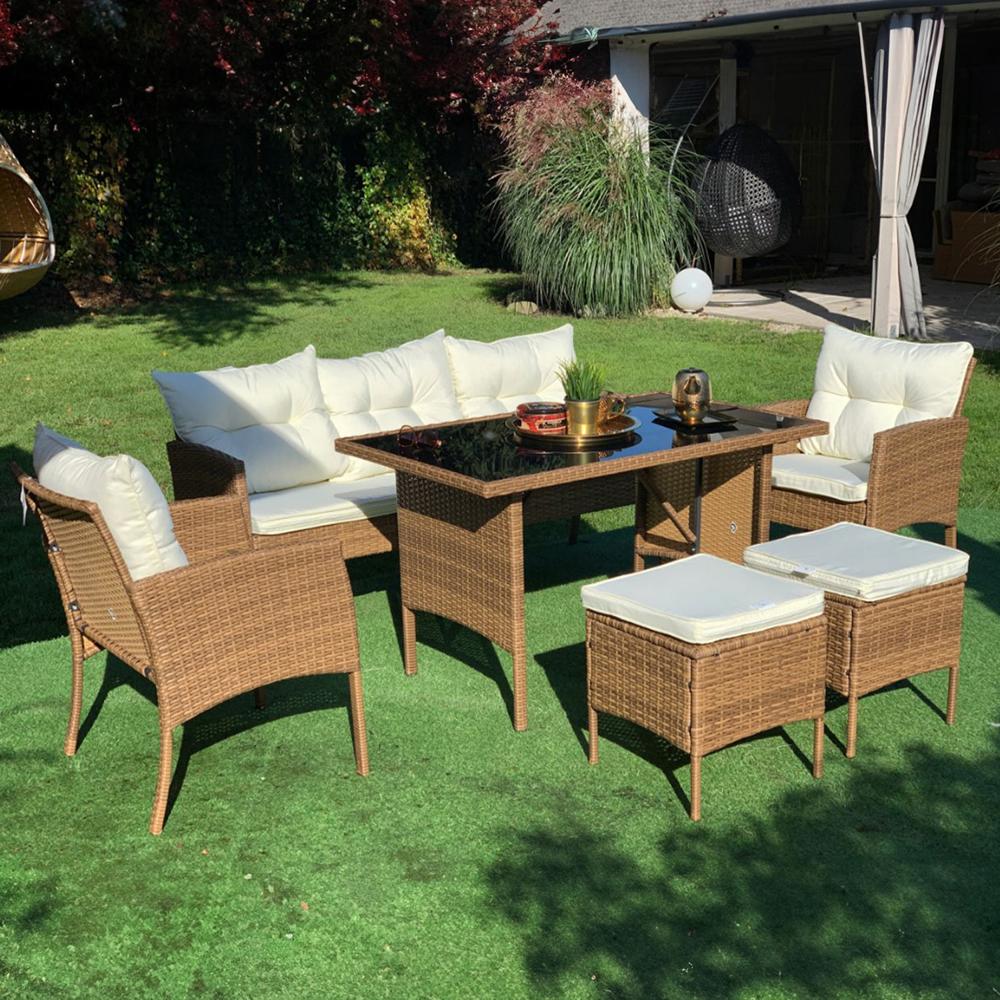 Juego De Comedor Terraza 7 Personas Toscana PE Café