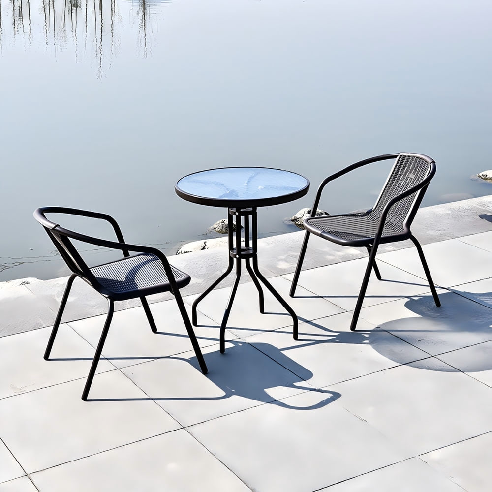 Set de terraza Basic Negro 1 Mesa + 2 Sillas