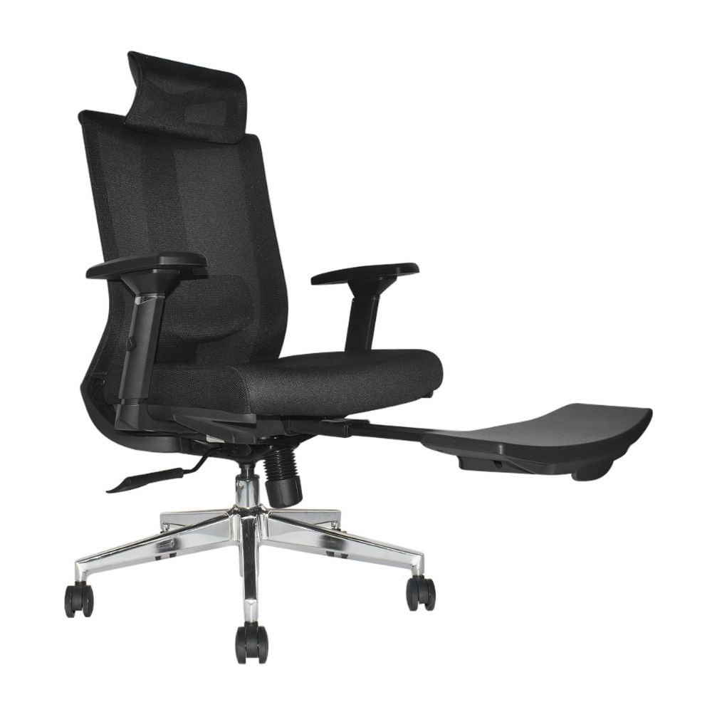 Silla de oficina con cabecero y posapiés Kum Negro Bonno