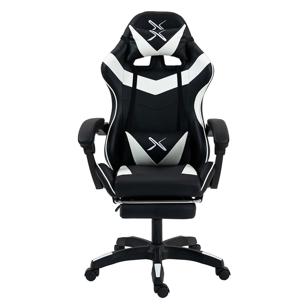 Silla Gamer Lyzor con Posapiés SGBWTWN135B Blanco con Negro