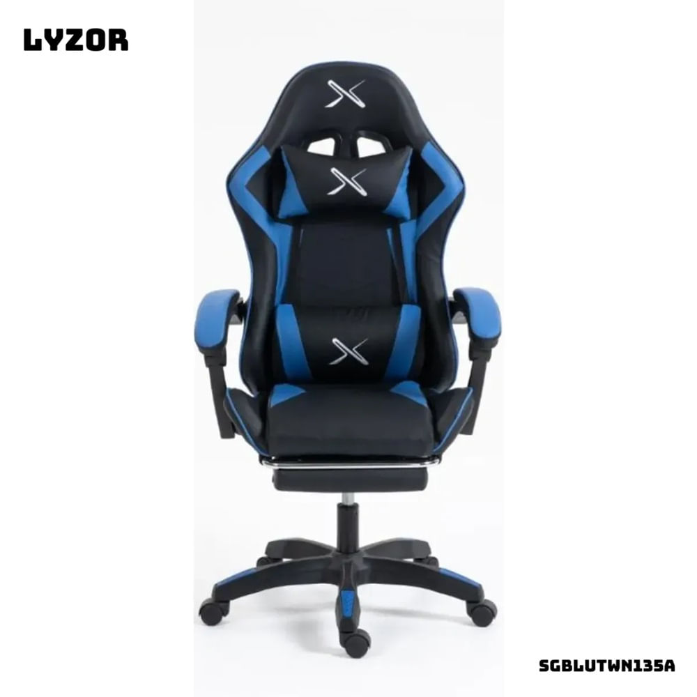 Silla Gamer Lyzor con Posapiés SGBLUTWN135A AZUL CON NEGRO