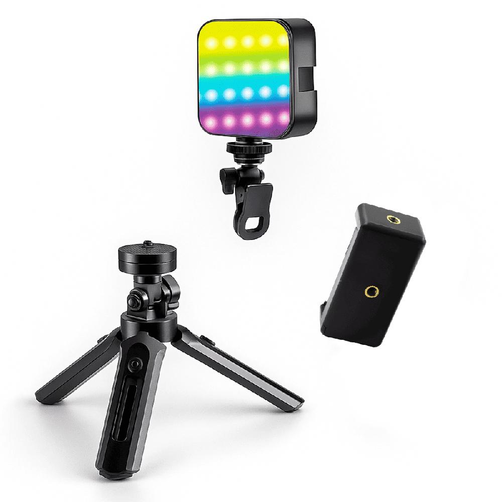 Trípode Universal15 cm ZX-322 Más Mini Luz Led  RGB AY-83 Más Adaptador