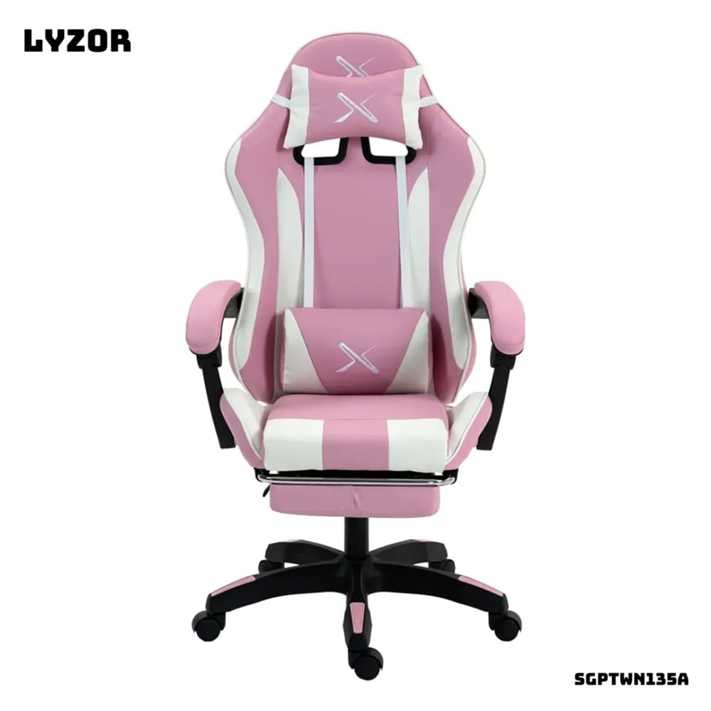 Silla Gamer Lyzor con Posapiés SGTWN135A ROSADO