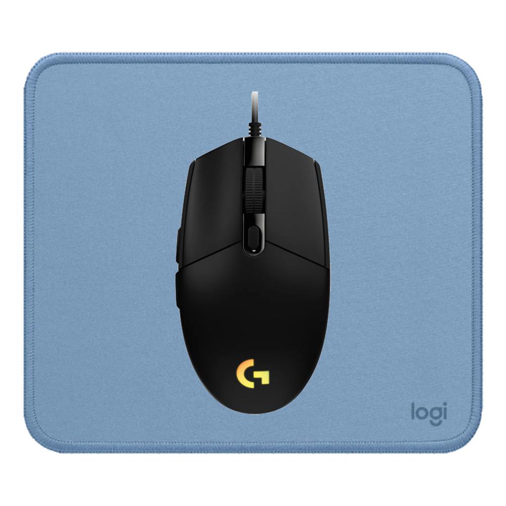 MOUSE G203 NEGRO Y PAD MOUSE 200X230 AZUL