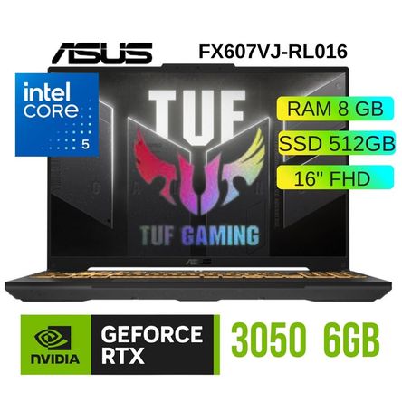LAPTOP GAMER ASUS FX607VJ-RL016 INTEL CORE 5 210H Ram 8GB SSD 512 GB RTX 3050-16 FHD  WUXGA