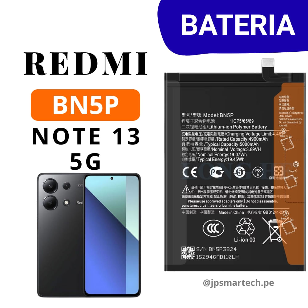 BATERIA PARA REDMI NOTE 13 4G - BN5P - OEM