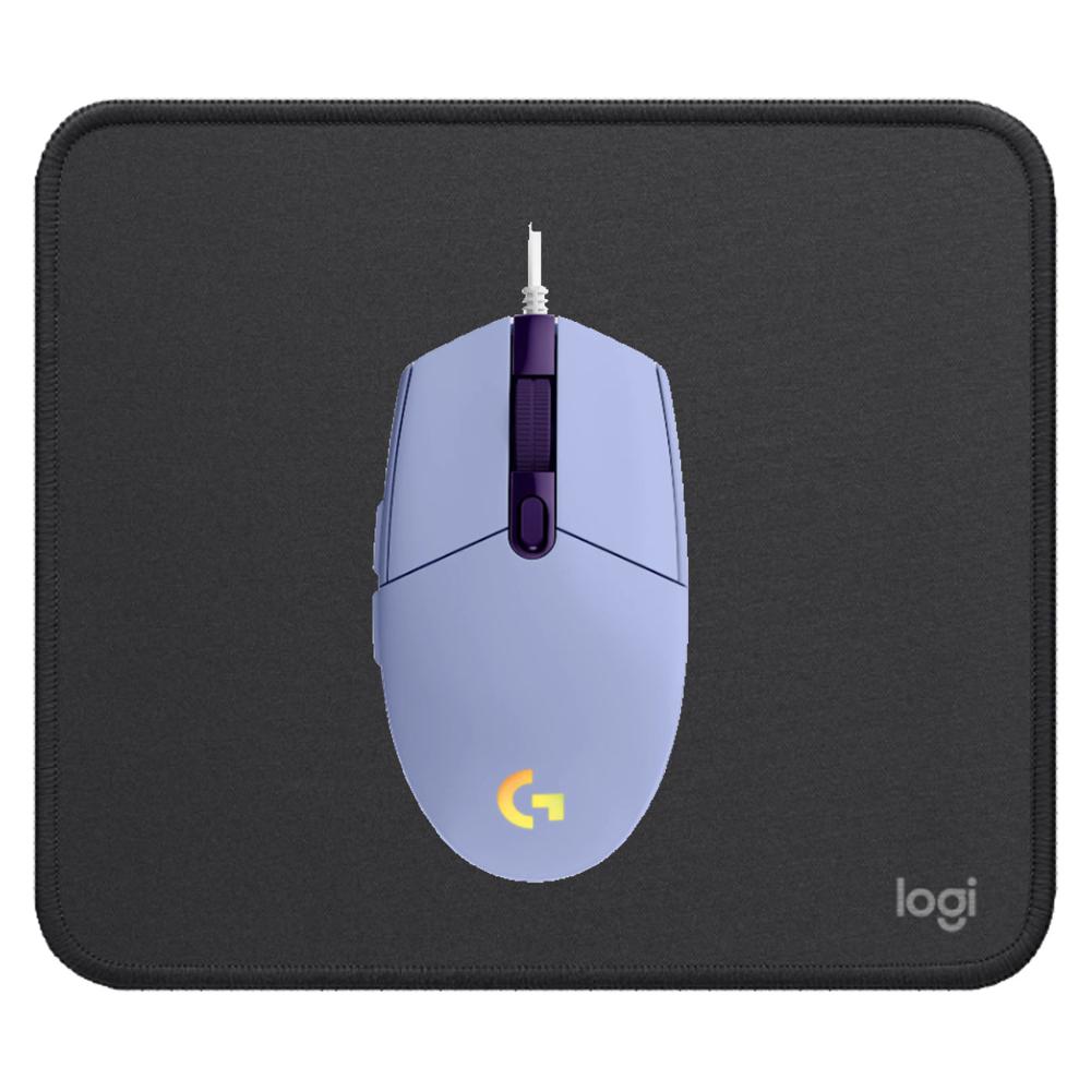 MOUSE G203 LILA Y PAD MOUSE 200X230 NEGRO