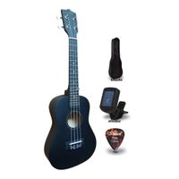 UKELELE CONCIERTO NEGRO con Afinador Funda Púa