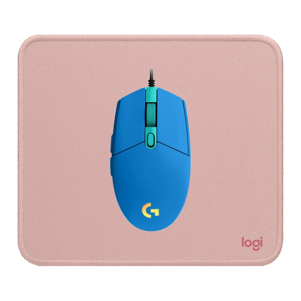 MOUSE G203 AZUL Y PAD MOUSE 200X230 ROSADO