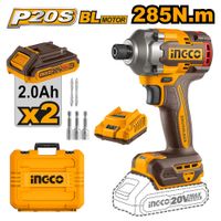 Atornillador de Impacto Brushless Ingco 20V 285NM con 2 Baterías 2.0AH CIRLI2028