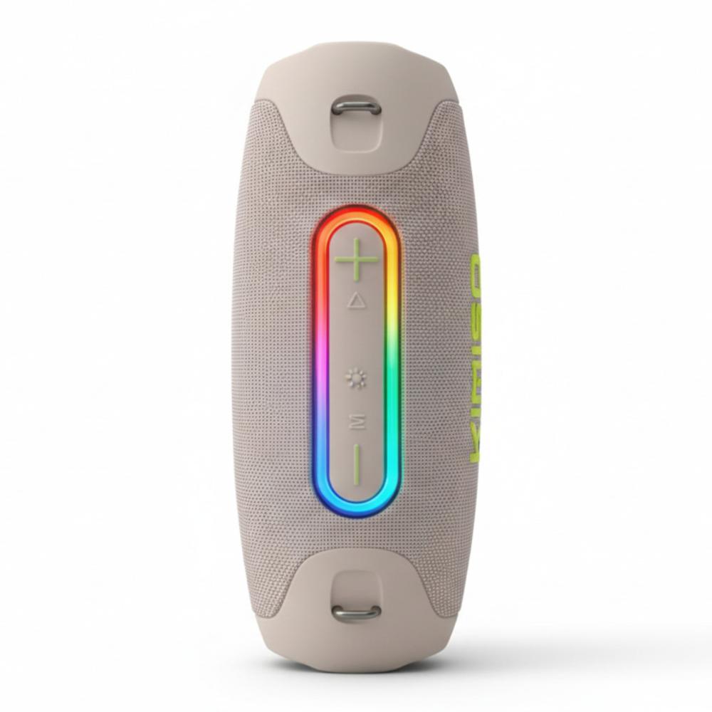 KIMISO KMS-311 BLANCO - Parlante Bluetooth Premium con X-BASS - Luces LED y Protección IP