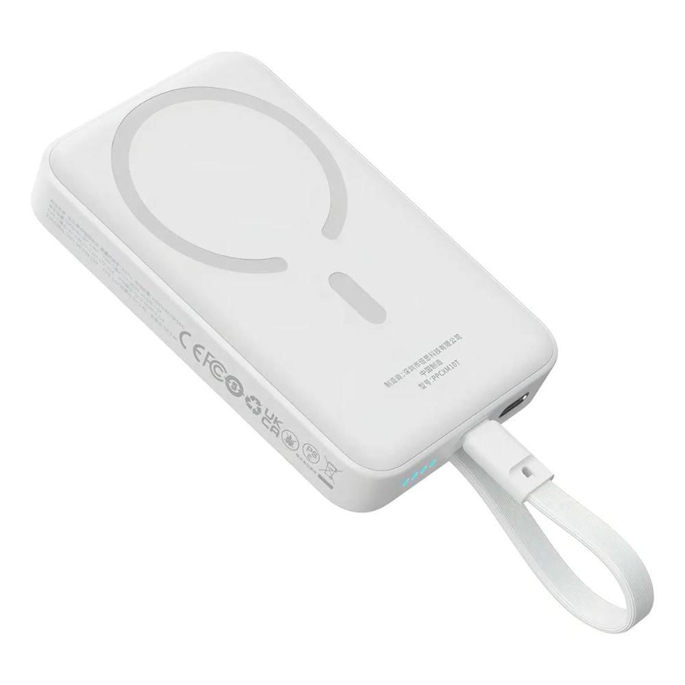 Cargador inalambrico magnetico mini Baseus powerbank 10000 mAh 30 W carga rapida cable tipo c blanc