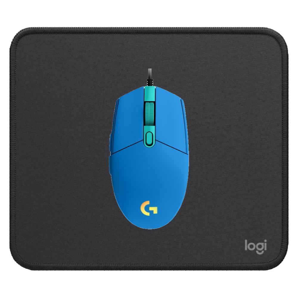 MOUSE G203 AZUL Y PAD MOUSE 200X230 NEGRO