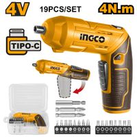 Destornillador Inalámbrico Ingco 4V 4NM con 19 Accesorios CSDLI0442