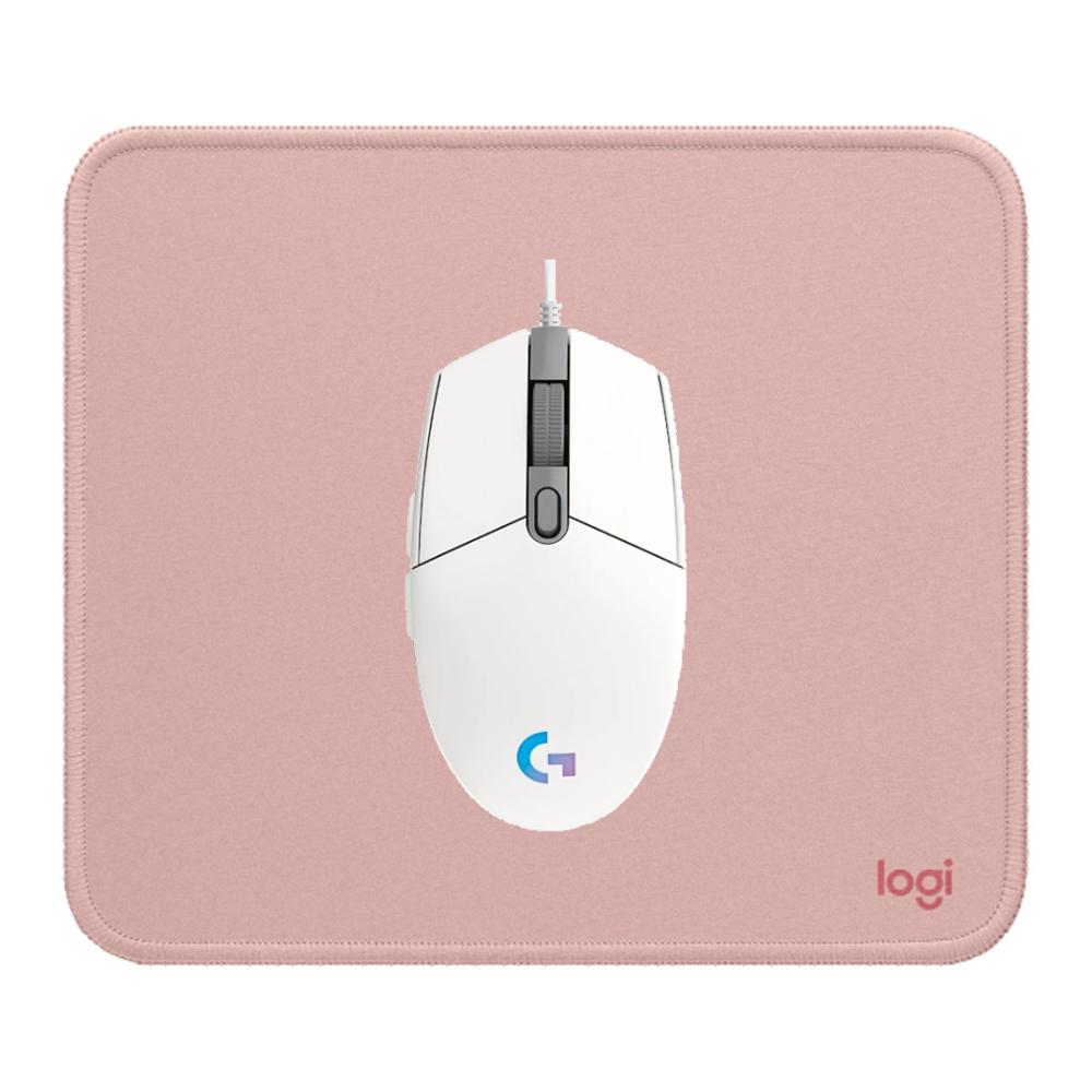 MOUSE G203 BLANCO Y PAD MOUSE 200X230 ROSADO