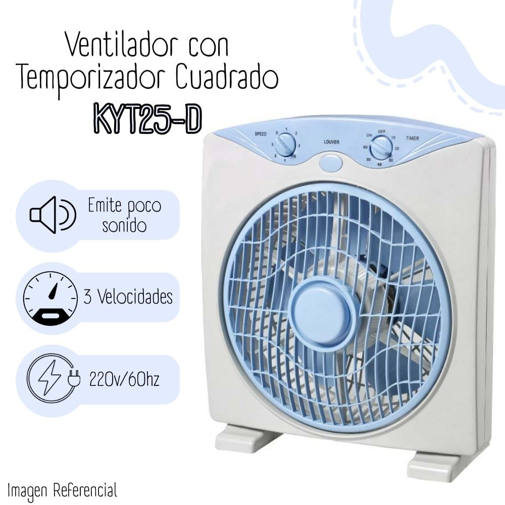 Ventilador con Temporizador Cuadrado  CELESTE