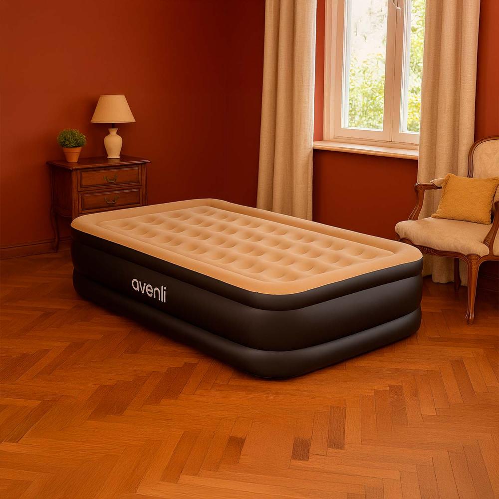 Colchón Inflable Eléctrico Individual 1 Plaza Café