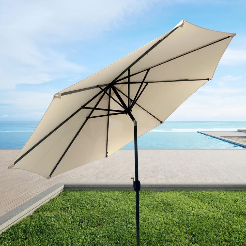 Sombrilla Quitasol Con Iluminación Solar Beige