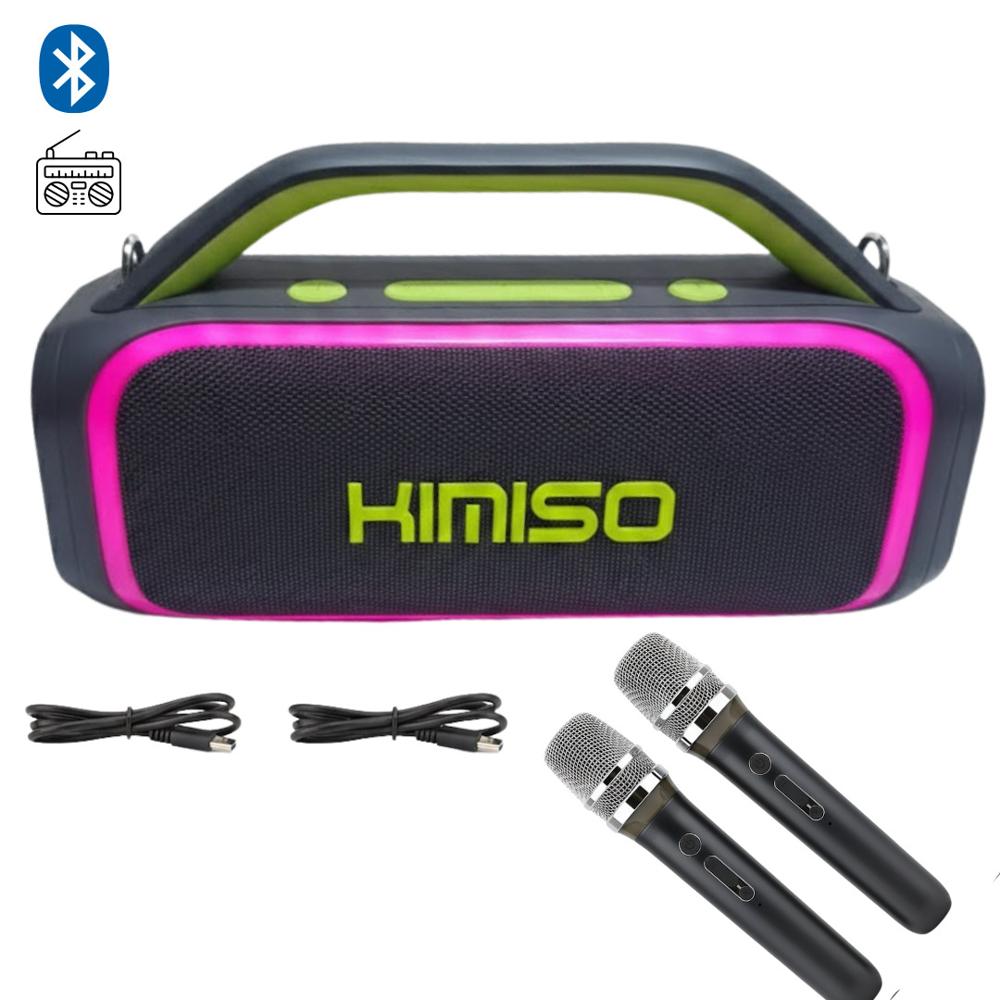 PARLANTE KIMISO KMS-809 PRO VERDE- Potencia 60W - Karaoke Inalámbrico y Resistente al Agua