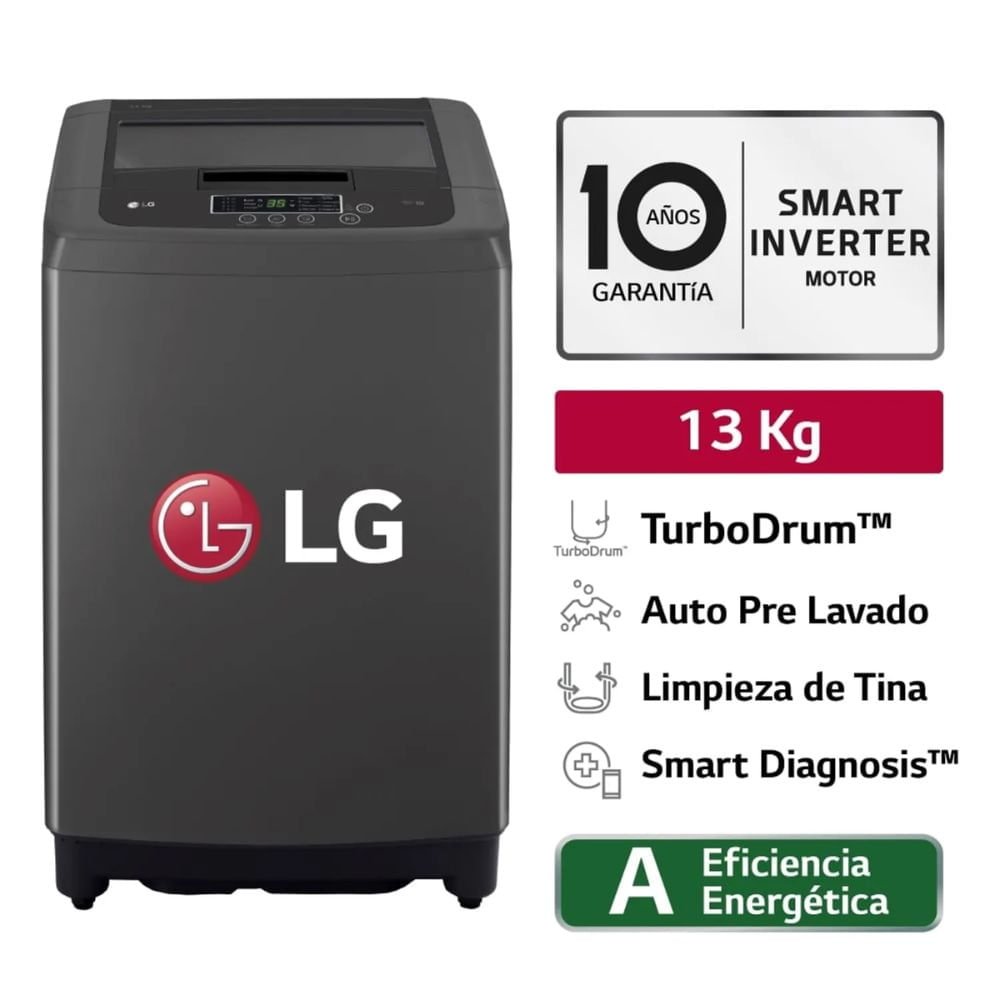 Lavadora LG Carga Superior 13 Kg WT13BPBK - Negro claro