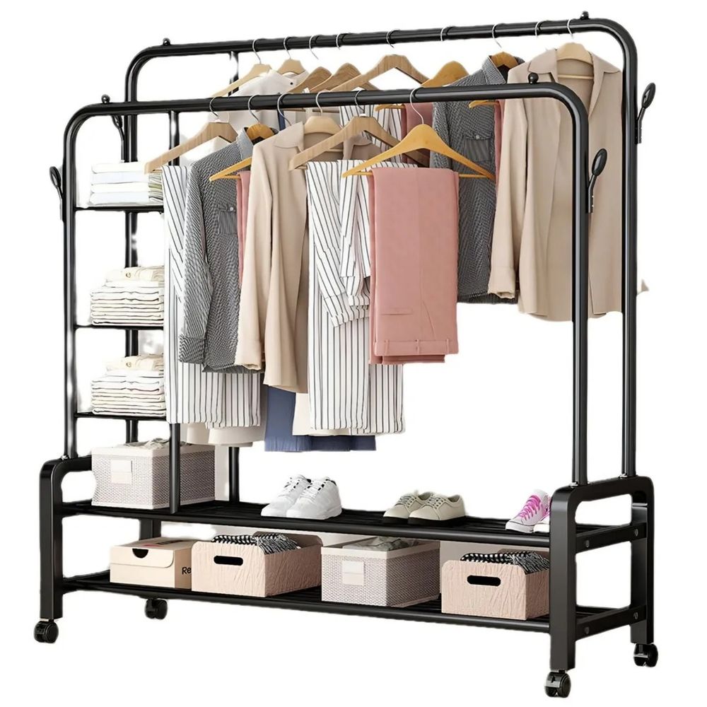Estante Colgador Organizador Ropa Perchero 58kg Con Ruedas Negro Estante Colgador Organizador Ropa Perchero 58kg Con Ruedas Negro