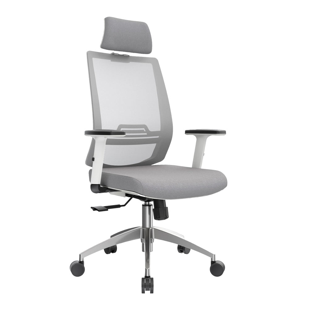 Silla Ergonómica Dubai Presidente Brazos 1D Aluminio Gris