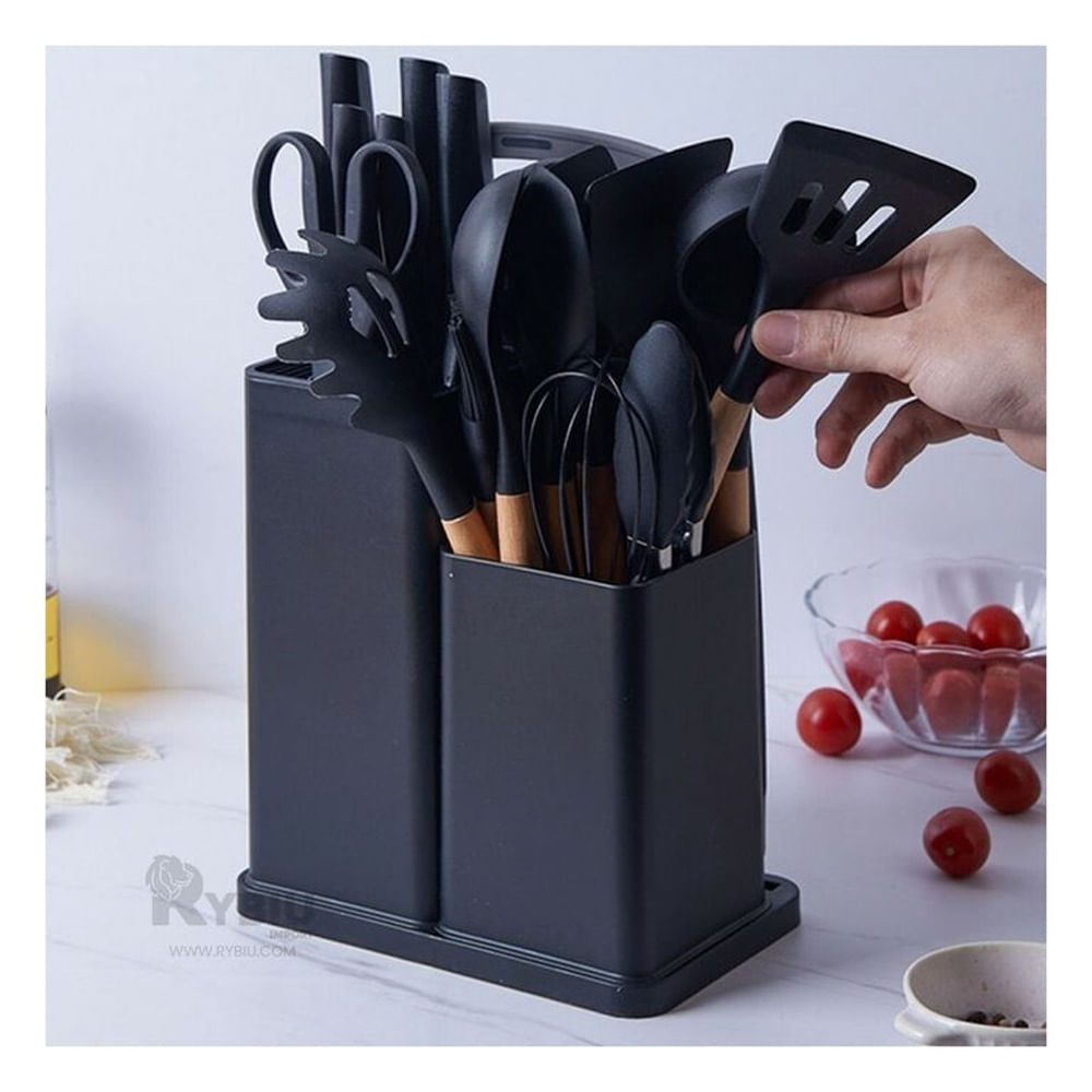 Juego De Cuchillos - Cucharones - Tijera De Cocina 18 Piezas