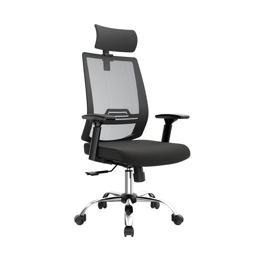 Silla Ergonómica Dubai Presidente Brazos 3D Cromado Negro Ofideas