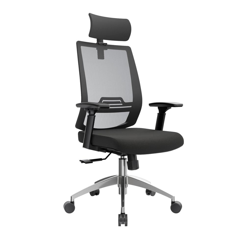 Silla Ergonómica Dubai Presidente Brazos 3D Aluminio Negro Ofideas
