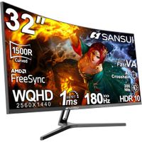 Sansui 32"" WQHD 180 Hz Curvo 1500R 1 ms VA FreeSync HDR VESA