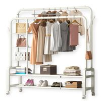Estante Colgador Organizador Ropa Perchero 88kg Con Ruedas Blanco