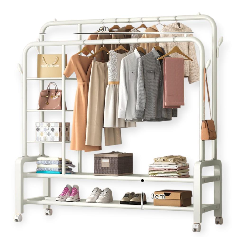 Estante Colgador Organizador Ropa Perchero 58kg Con Ruedas Blanco