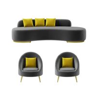 Juego de Sala 3 piezas Agnus color Gris Oscuro TU MESITA