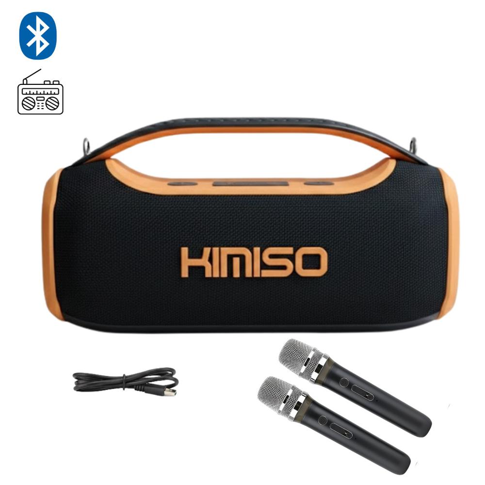 Parlante Bluetooth KIMISO KMS-807 PRO NARANJA - 60W con Bass Boost y Micrófonos Inalámbricos