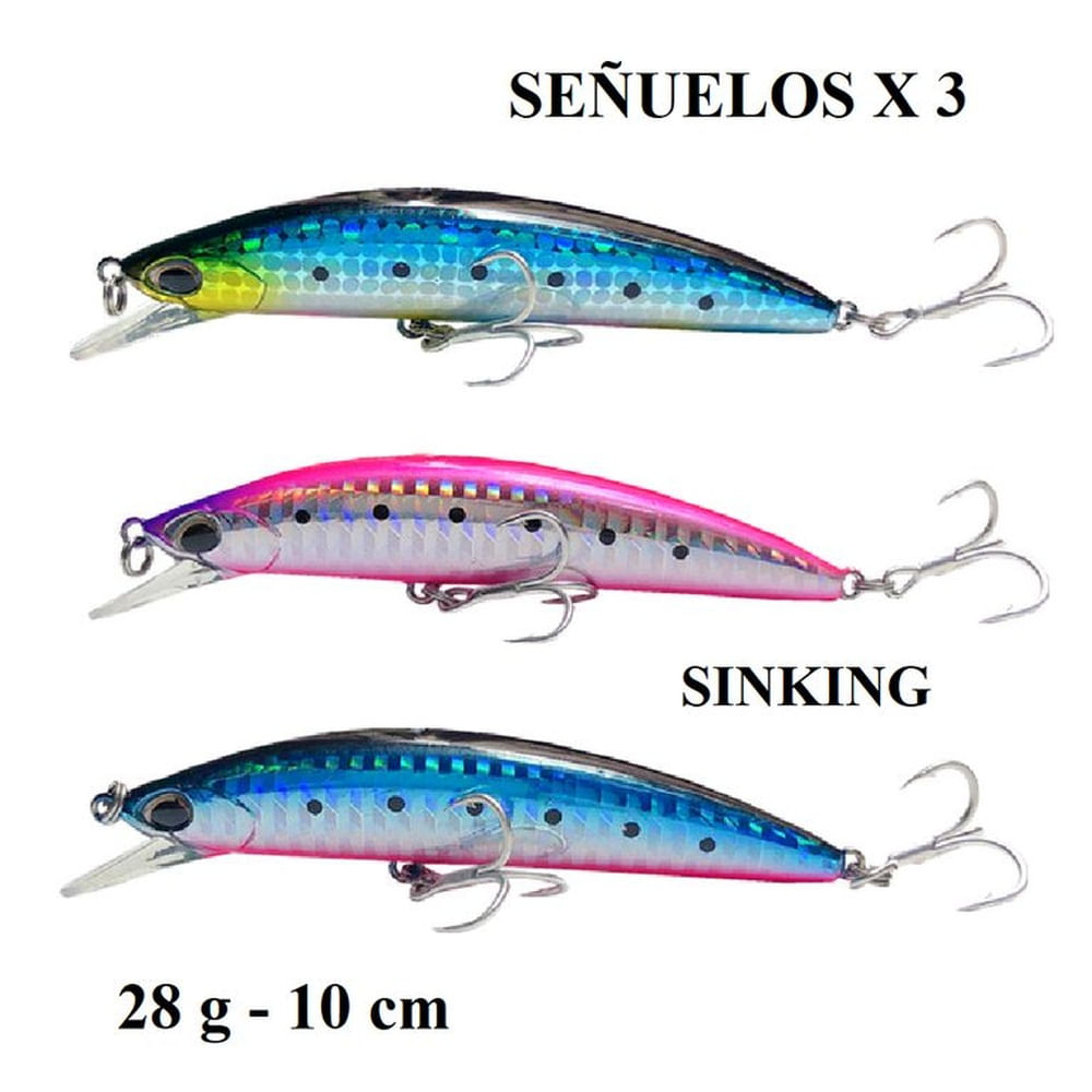 PACK DE 3 SEÑUELOS SINKING DE 28 G Y 10 CM