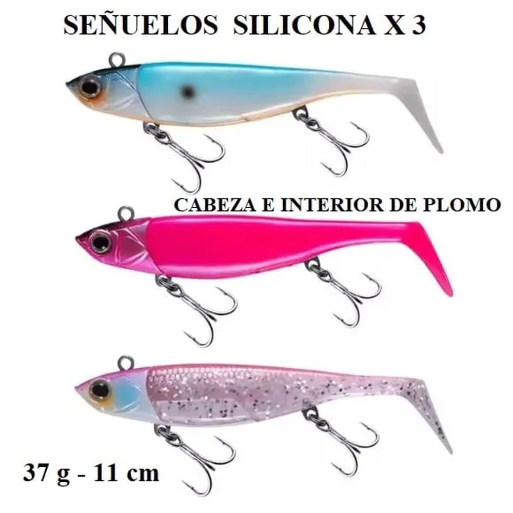 PACK DE 3 SEÑUELOS DE SILICONA DE 37G Y 111 CM