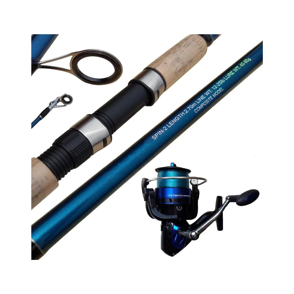 Combo Caña Pescar 2.7 Con Carrete  6000 Pesca