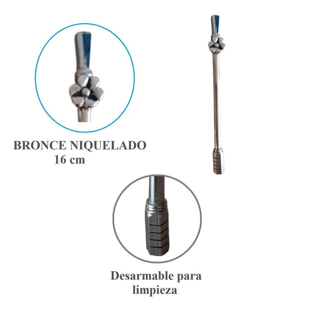 Bombilla Para Tomar Mate Argentina de Bronce Niquelado