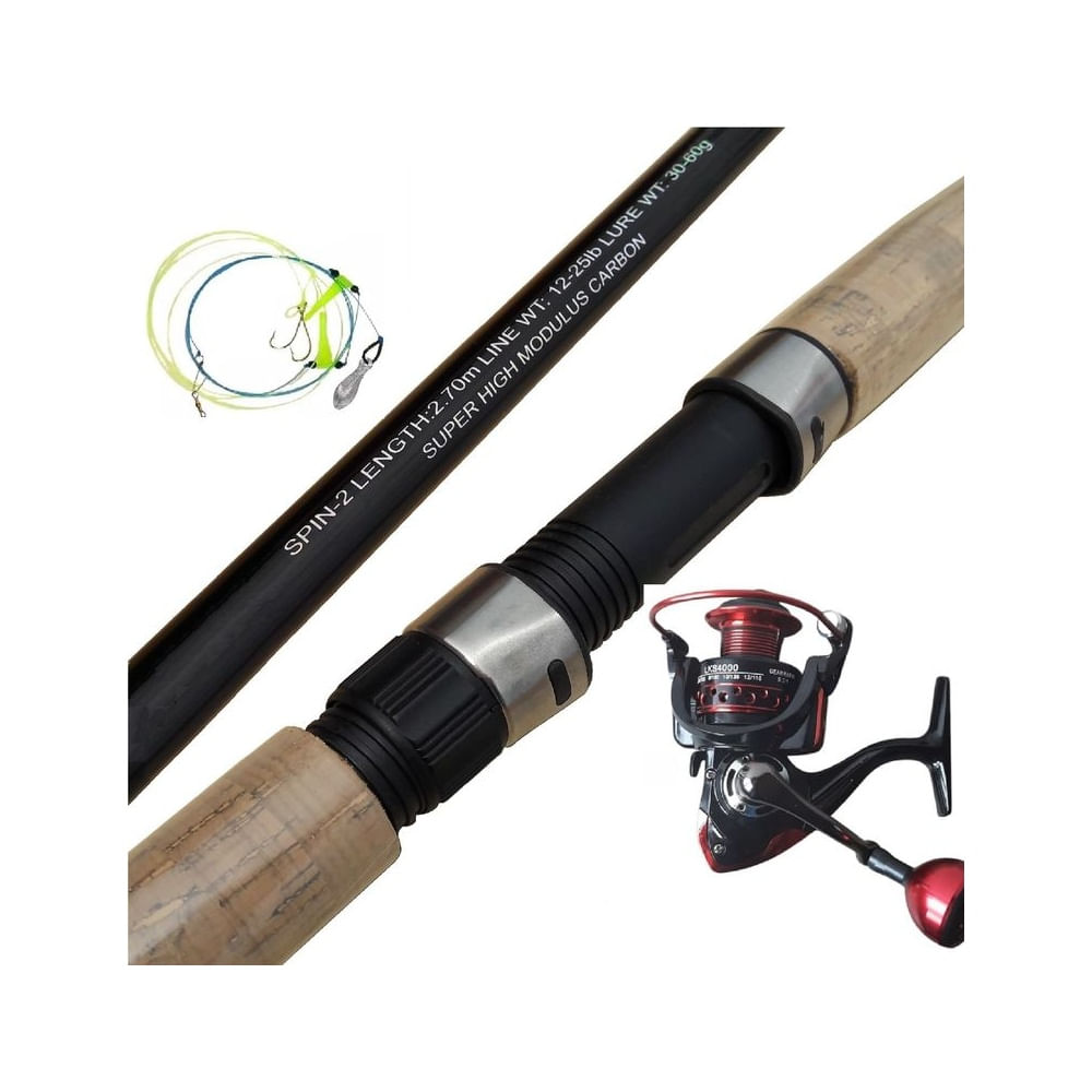 Equipo De Pesca Caña 2.70 M. Y Carrete 4000 Pescar Carbono