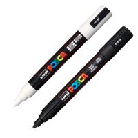 POSCA Marcador PC-5M Blanco y Negro Pack x 2