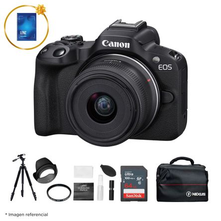 Cámara Mirrorless EOS R50 Lente RF S 18-45mm y Kit Ultimate N