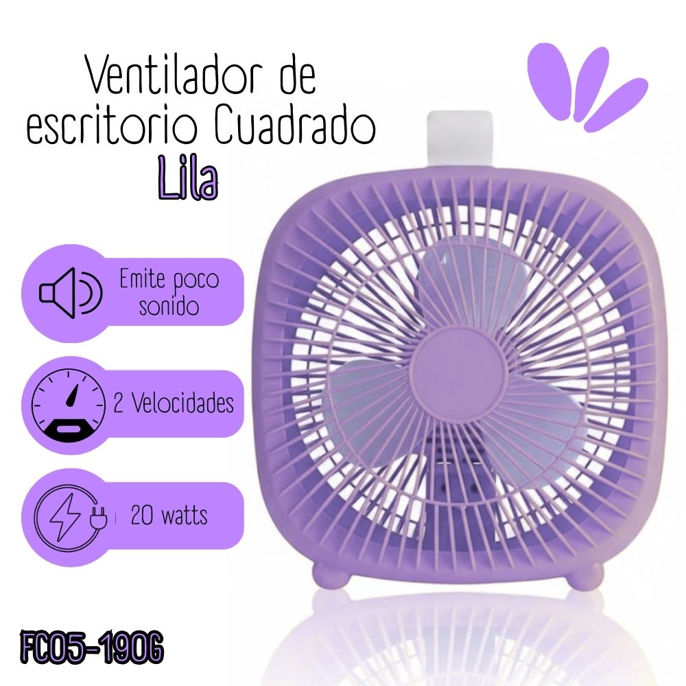 Ventilador de escritorio Cuadrado  Lila