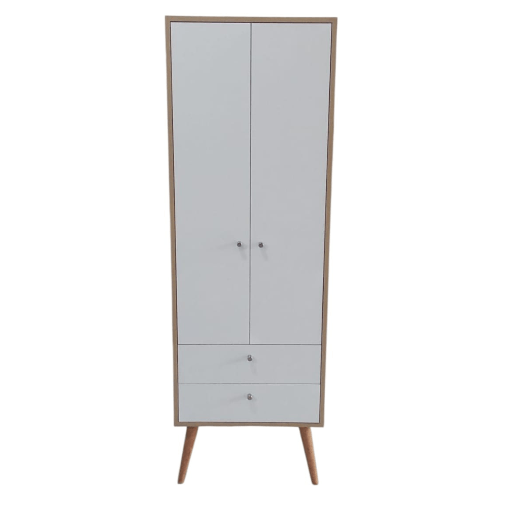 Ropero vintage duna frente blanco de 180x60x45 cm con 2 cajones y colgador