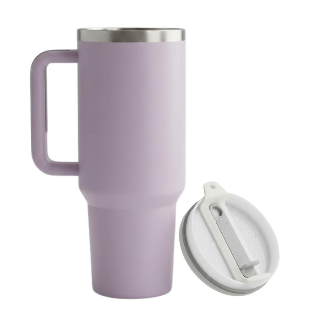 Vaso Térmico de Asa Portable Acero Inoxidable con Sorbete Pajilla Uso Diario y Personal 1 LT Lila