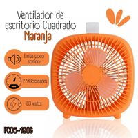 Ventilador de escritorio Cuadrado  Naranja
