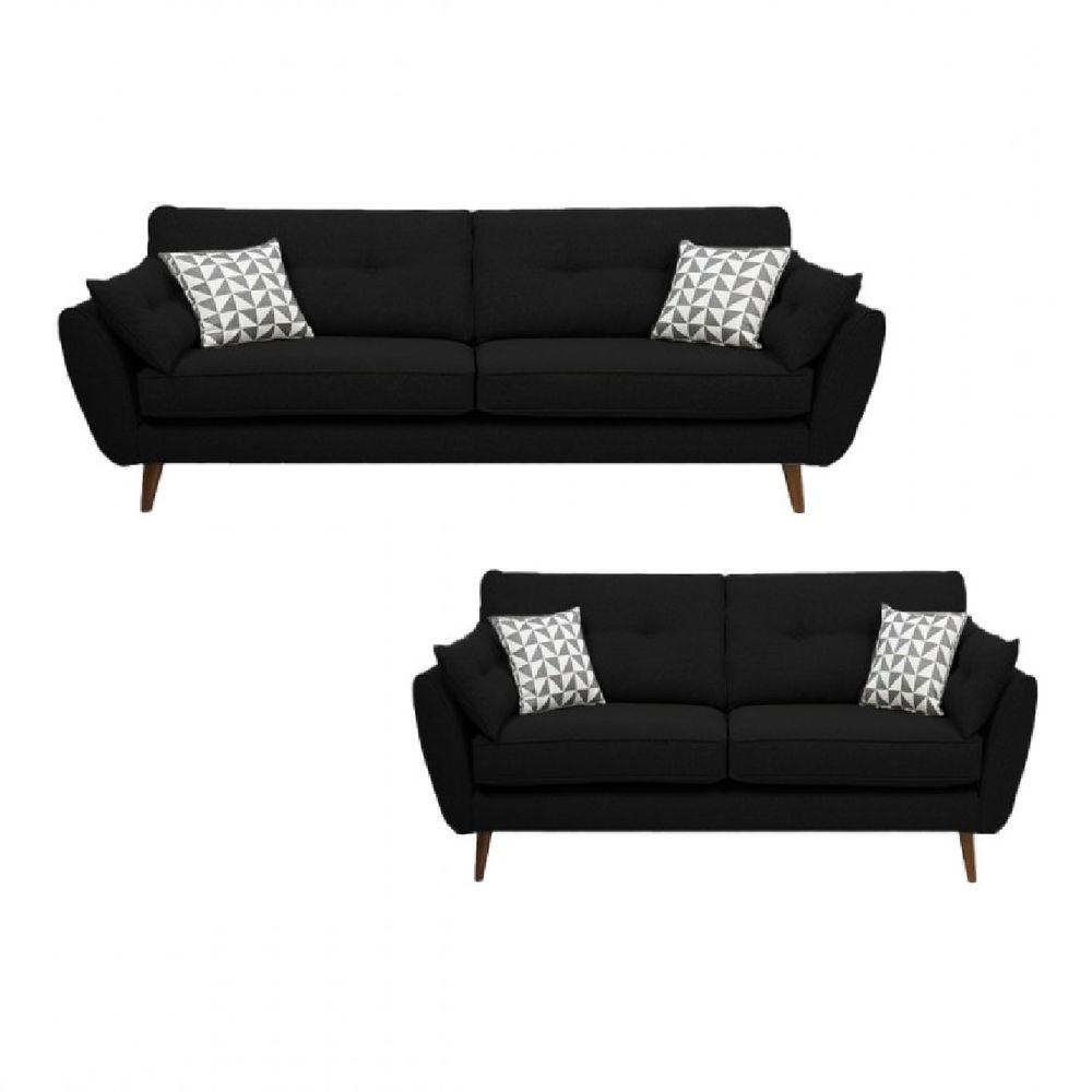 Juego de Sala Vintage 3 2 Altina Negro Juego de Sala Vintage 3 2 Altina Negro