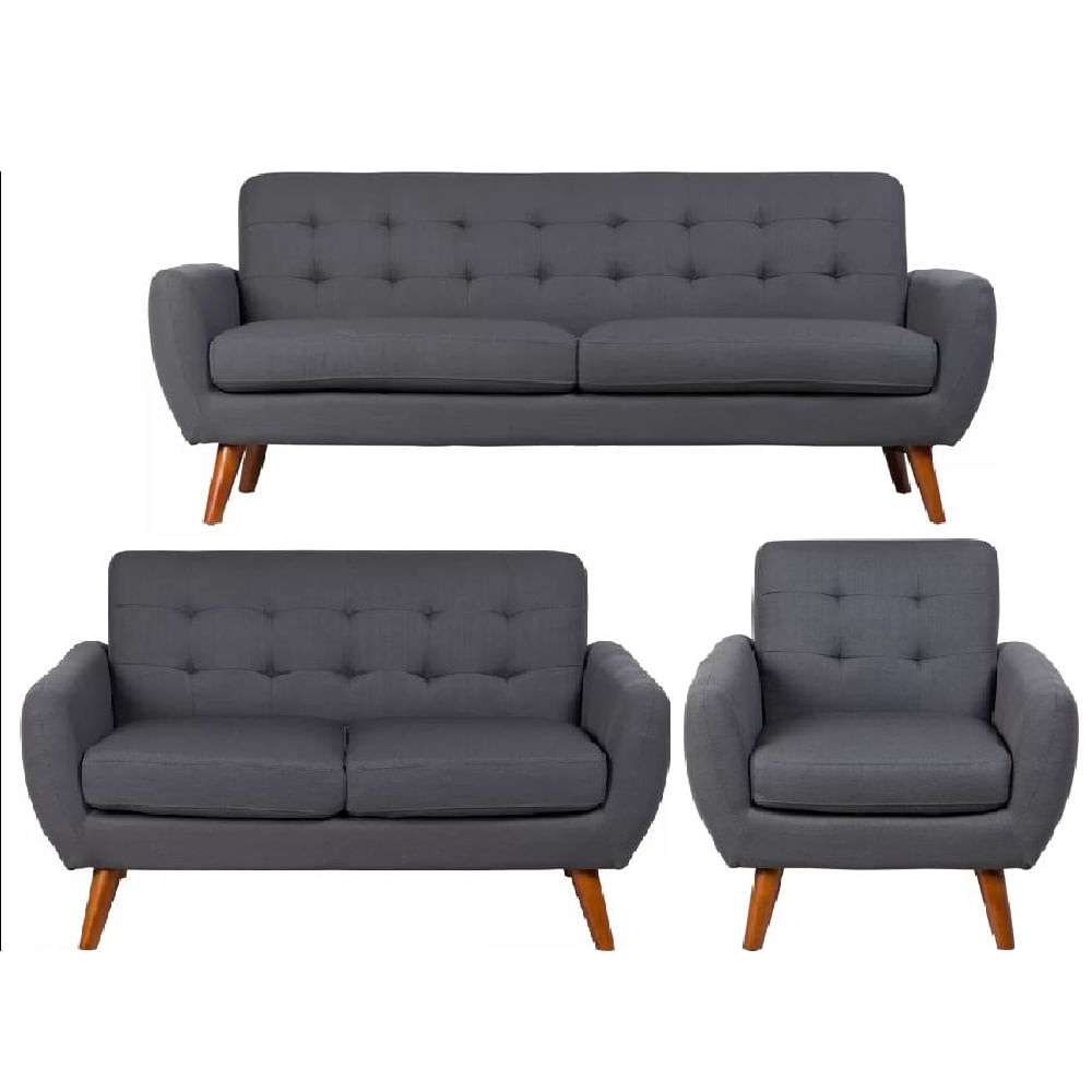 Juego de Sala 3 2 1 Alfred Gris Oscuro Juego de Sala 3 2 1 Alfred Gris Oscuro